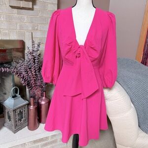 TED BAKER Jozelyn Knot Front Mini Dress - Bright Pink